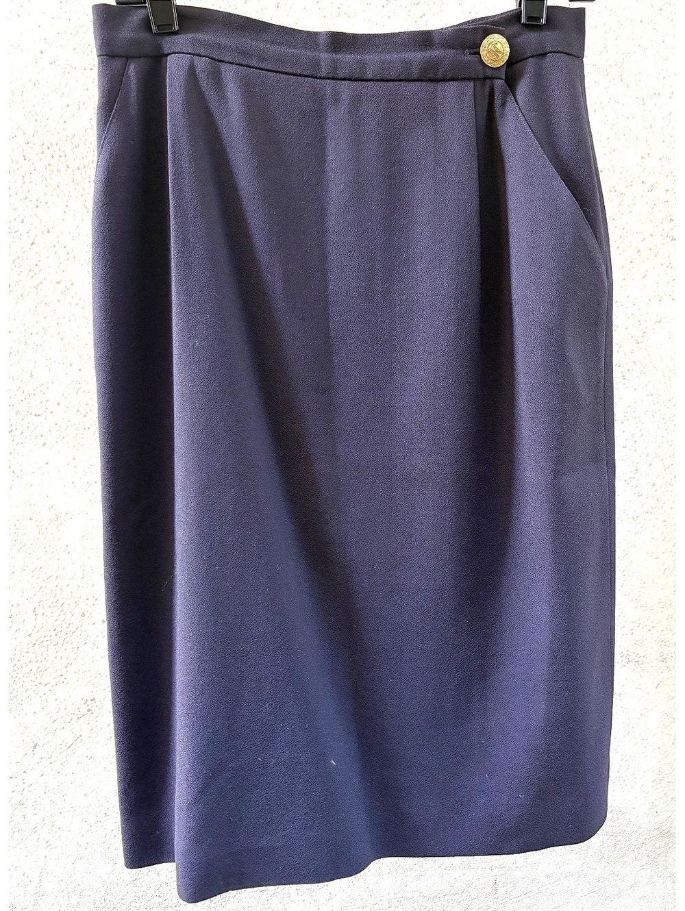 Vintage 100% Wool JH Collectibles Navy Blue Midi Skirt Size 12 #interviewready